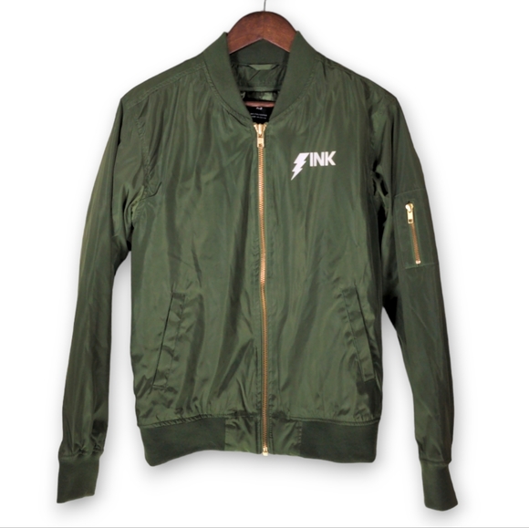 Lightning Bolt Ink Olive Green Promotional Bomber Jacket - Picture 1 of 9